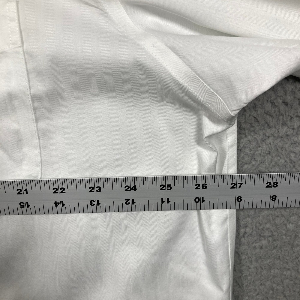 Lauren Ralph Lauren Dress Shirt Mens 2XL White Herringbone Stretch Regular FLAWS - Picture 7 of 11